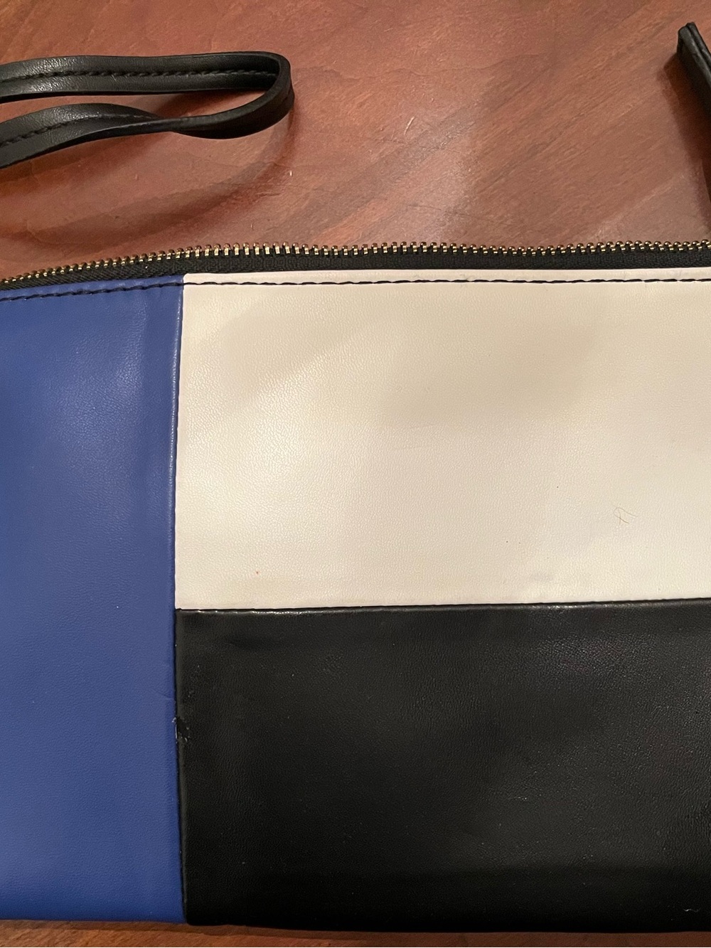 Express Colorblock Faux Leather Wristlet - Blue, White & Black